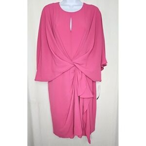 London Times Women's Rose Pink Blouson Dolman Sleeve Dress Size 10 NWT